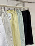WANWAN Plain Wide Leg Cotton Trousers